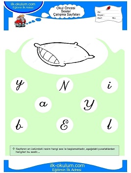 Çocuklar İçin Y Sesi Çalışma Sayfaları 